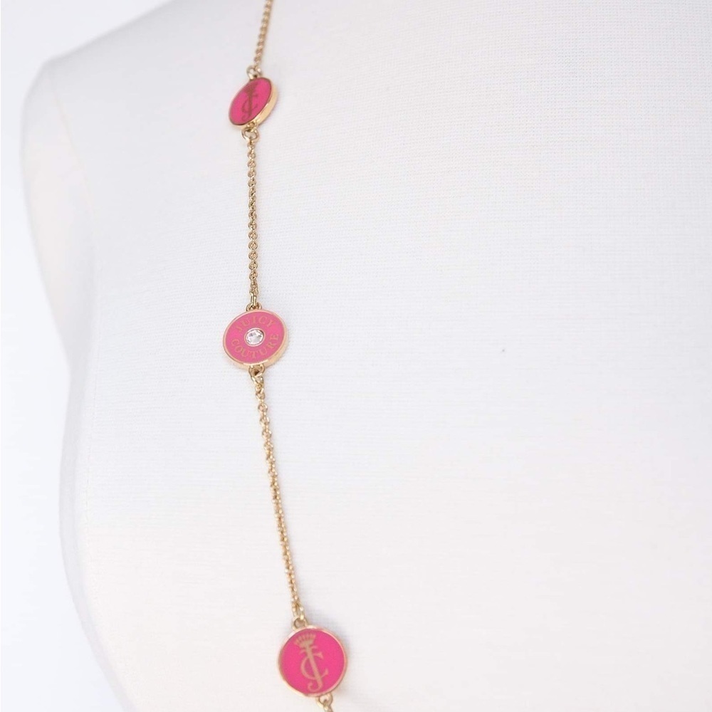 Juicy Couture Pink Long Disc Necklace NWT - Picture 5 of 8